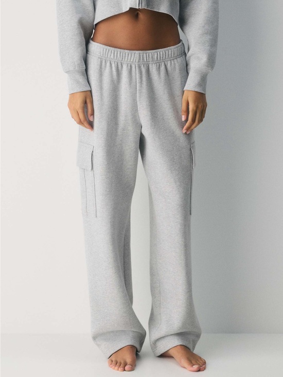 TNA Pants - Aritzia TNA Cozy Fleece Mega Cargo Wide Leg Sweatpants in Heather Chrome